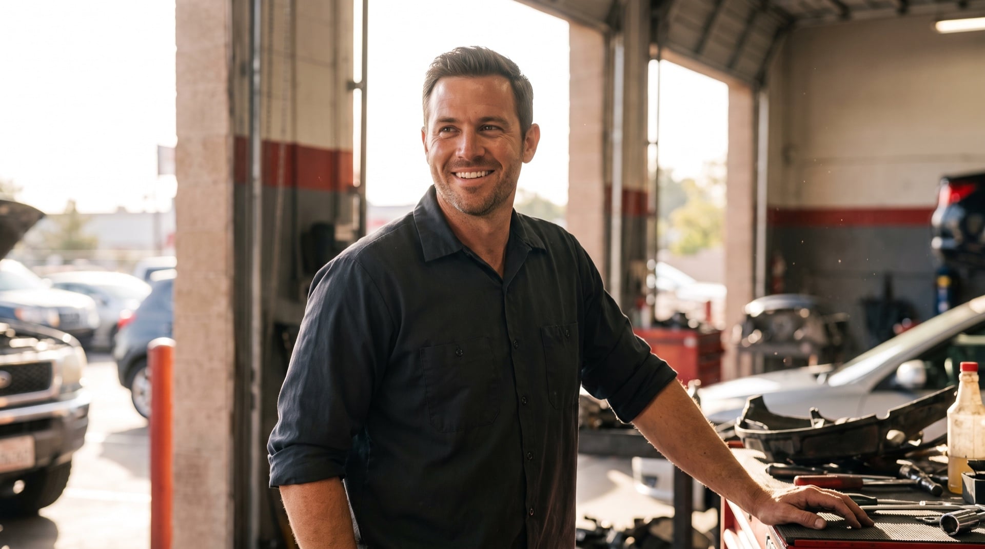 Auto shop owner getting booked calls