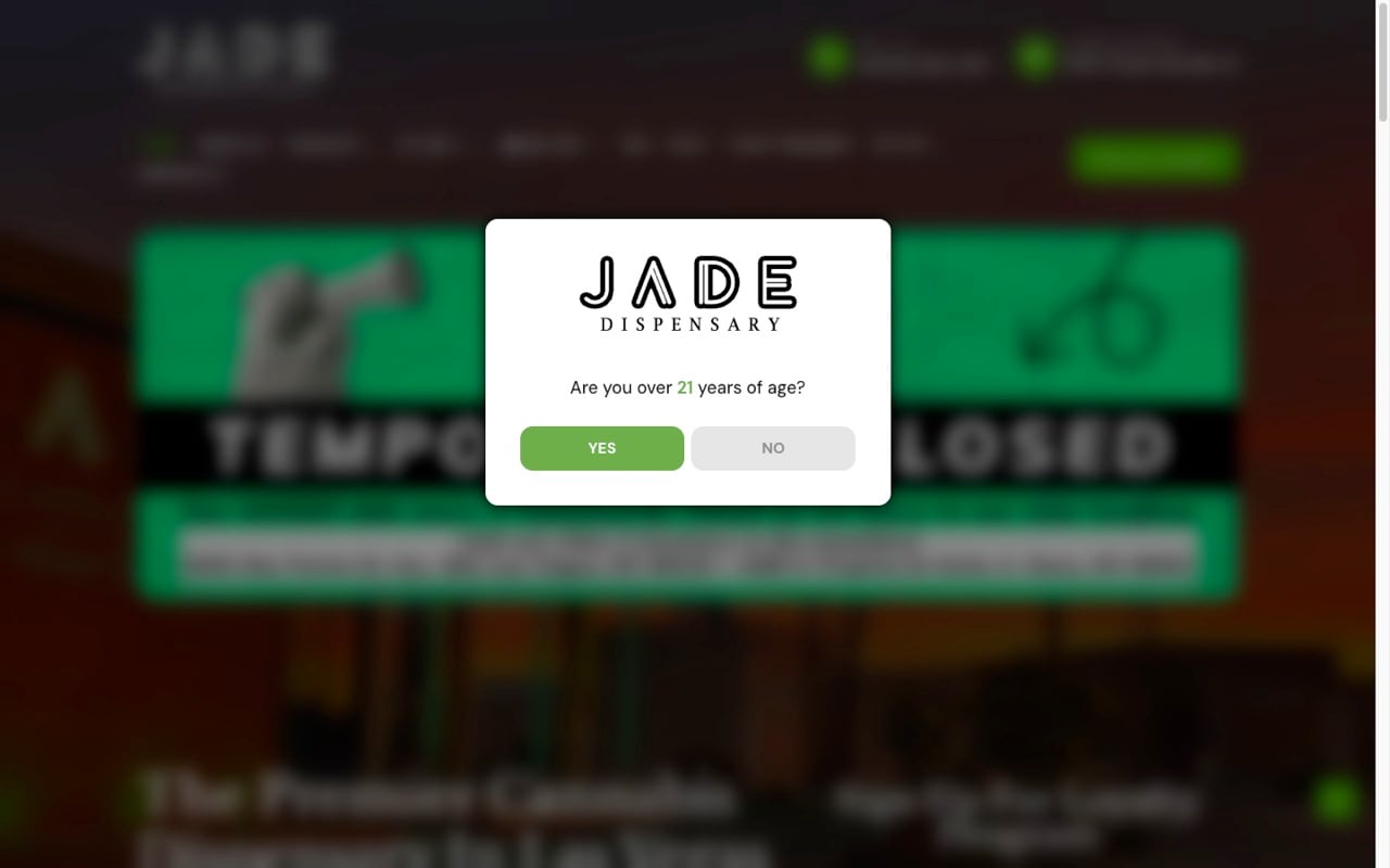 Jade Cannabis Co. website built by Spectral Vision