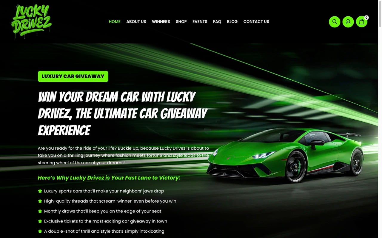 Lucky Drivez website built by Spectral Vision