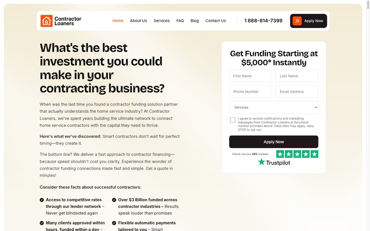 Contractor Loaners website built by Spectral Vision