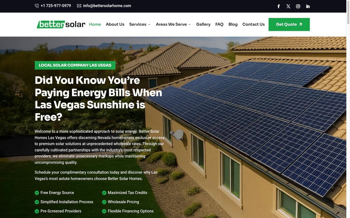 Better Solar Homes website built by Spectral Vision