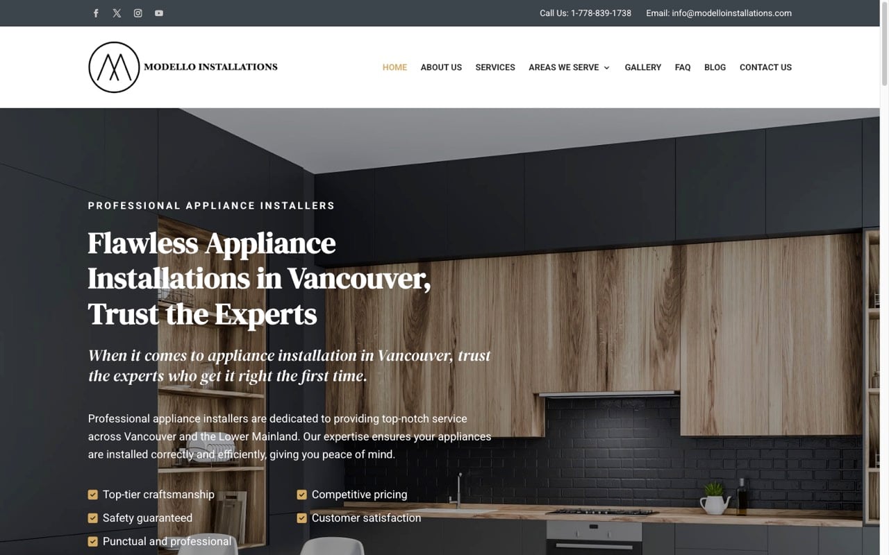 Modello Installations website built by Spectral Vision