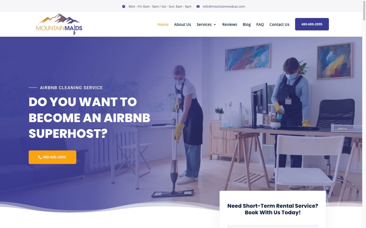 Mountain Maids Arizona website built by Spectral Vision