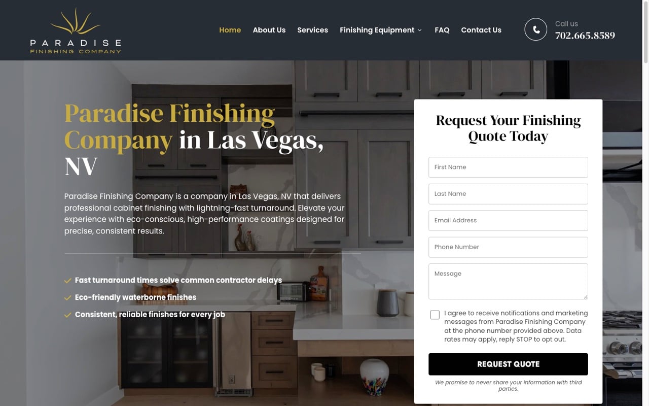 Yaletown Finishing Company website built by Spectral Vision