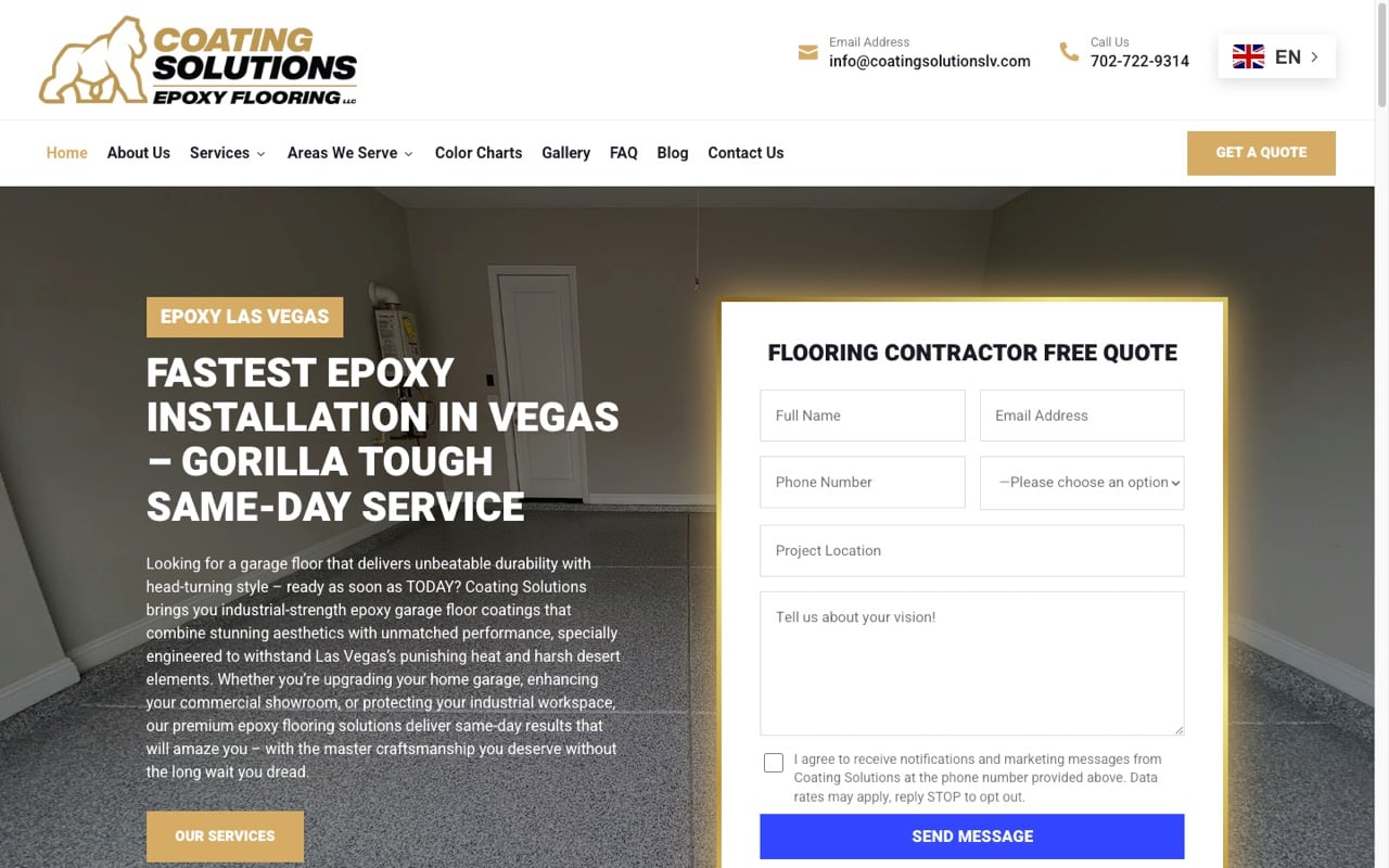 Coating Solutions website built by Spectral Vision