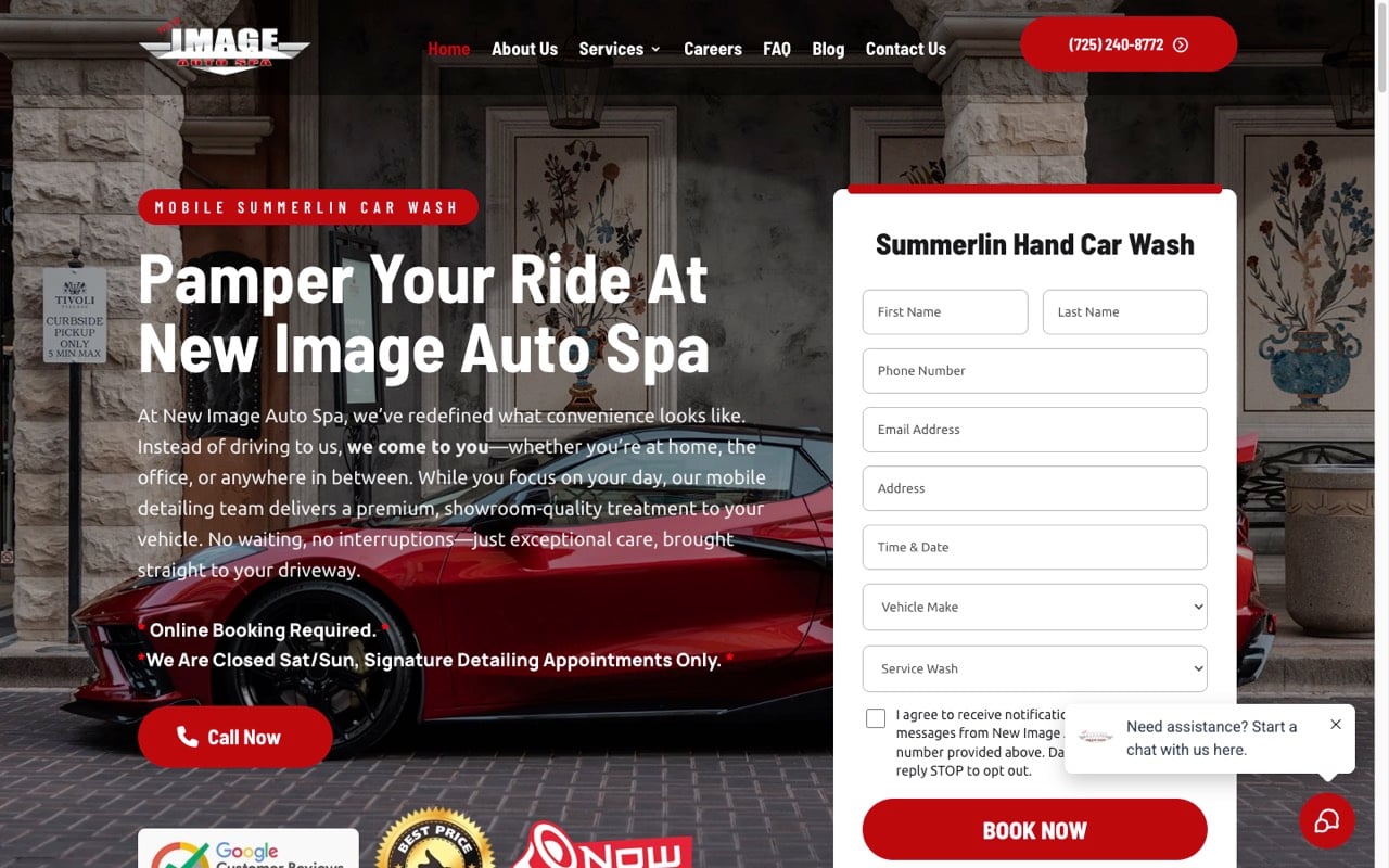 New Image Auto Spa website built by Spectral Vision