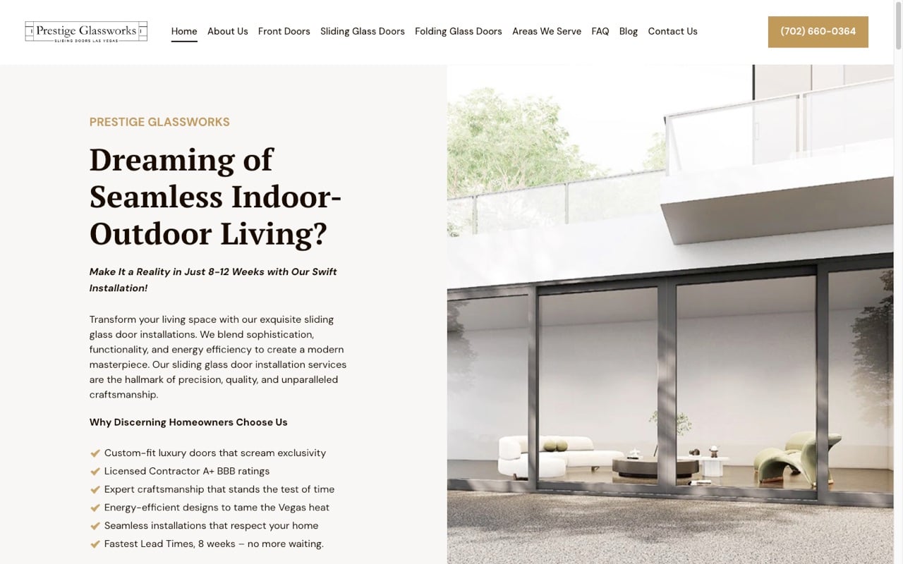 Prestige Glassworks website built by Spectral Vision