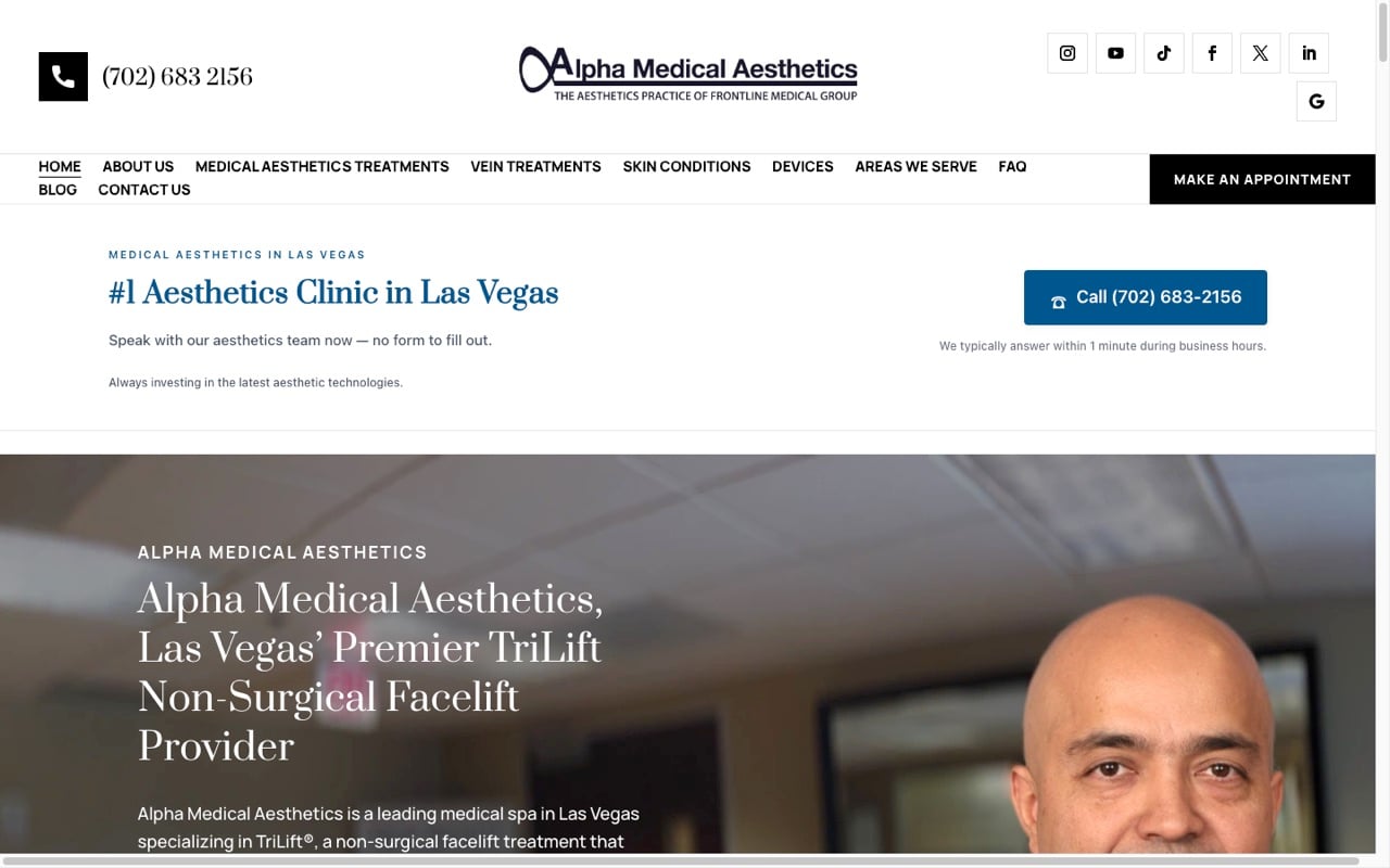 Alpha Medical Aesthetics website built by Spectral Vision