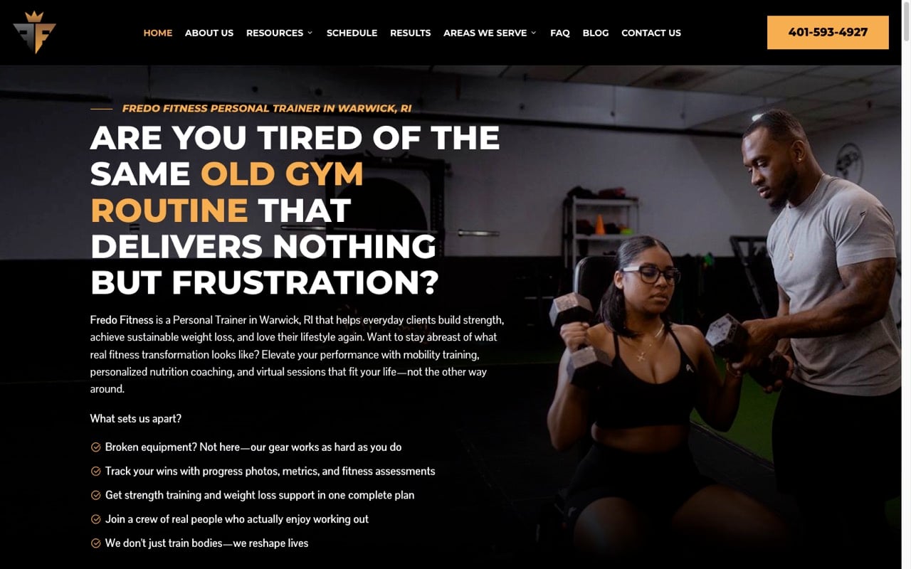 Fredo Fitness website built by Spectral Vision