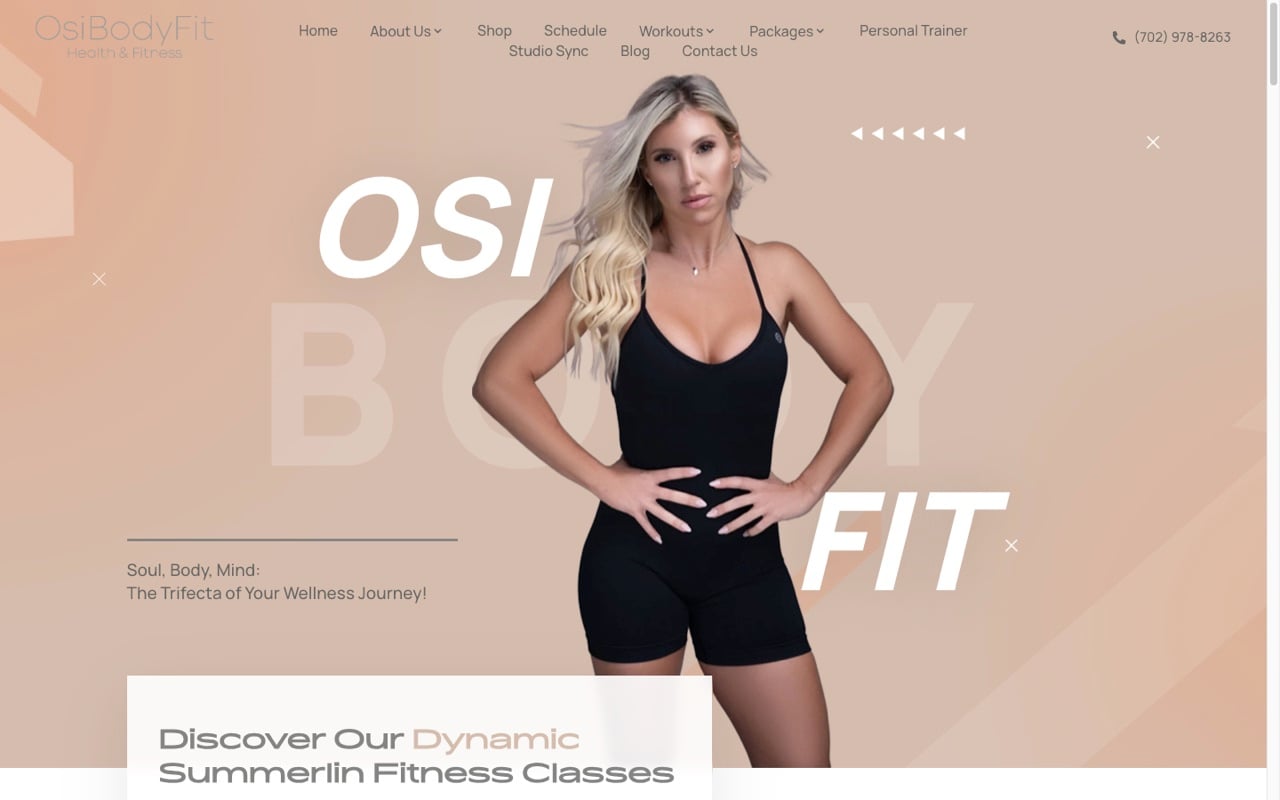 Osi Body Fit website built by Spectral Vision