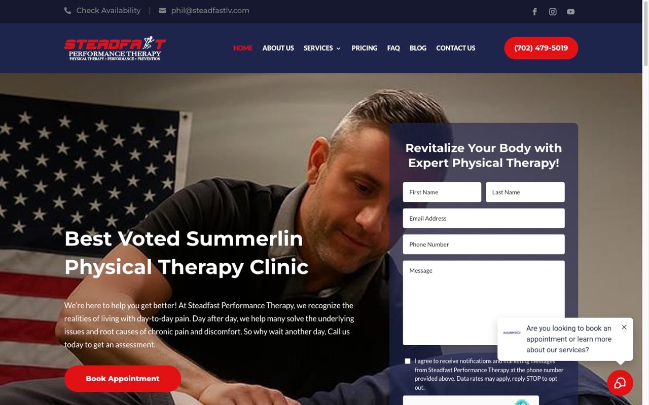 Steadfast Performance Therapy website built by Spectral Vision