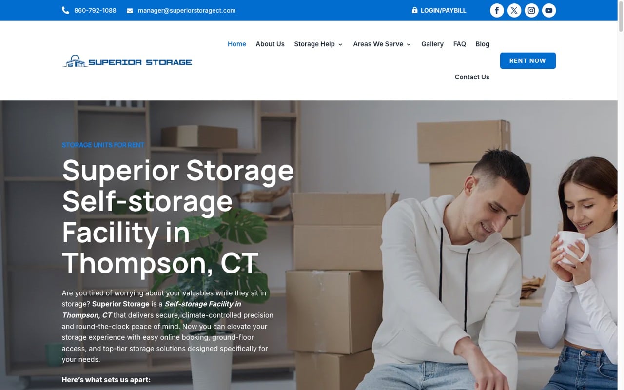 Superior Storage CT website built by Spectral Vision