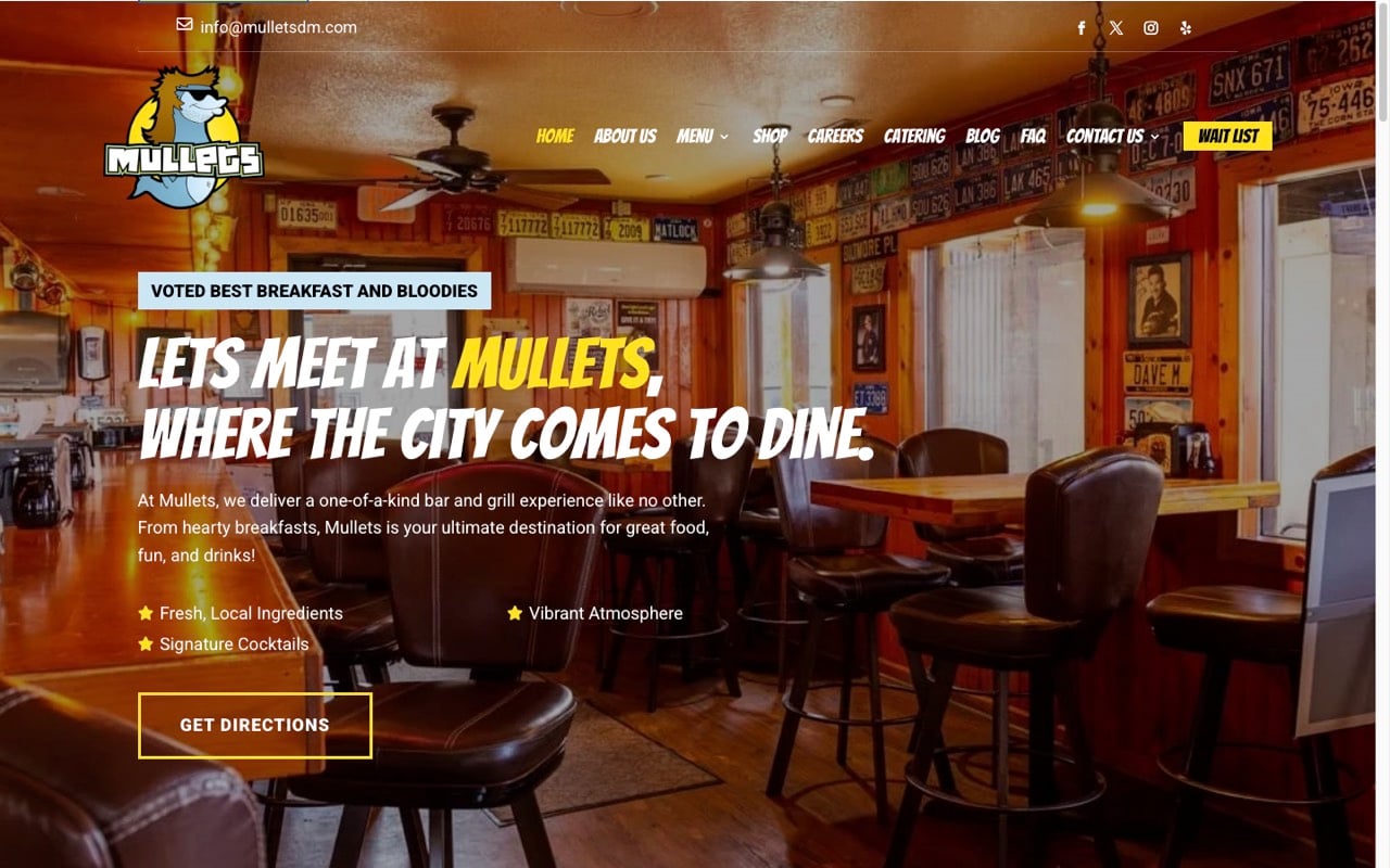 Mullets Des Moines website built by Spectral Vision