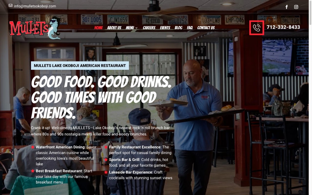 Mullets Lake Okoboji website built by Spectral Vision